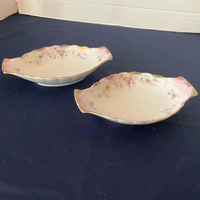 Pair Of Lefton Handpainted China Nut Bowls