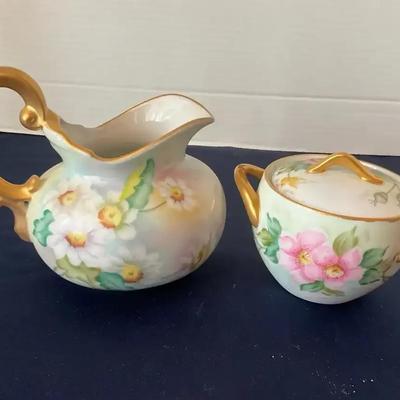 Handpainted By Edna Callahan Cream & Sugar Bowls