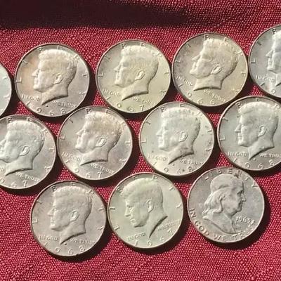 11 JFK Half Dollars 40 % Silver One Ben Franklin 90% Silver