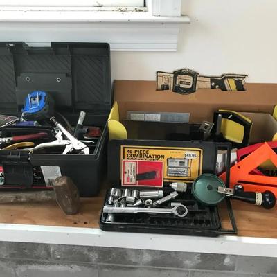 Assorted Hand Tools - Toolbox Miter Saw And More