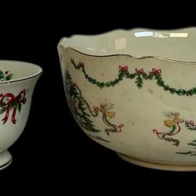 Festive Ceramic Lenox Christmas Bowls