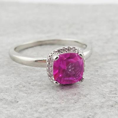 1.8ct Natural Cushion Cut Pink Topaz Sterling Silver Ring 