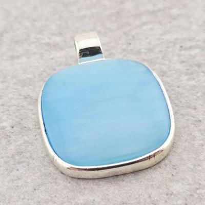 Sterling Silver Blue Glass Pendant