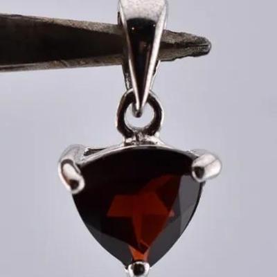 1.7 Carat Trillion Garnet Natural Unheated Sterling Silver Pendant - VVS to IF