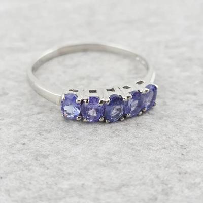 Natural Unheated Oval Tanzanite Sterling Silver Ring 