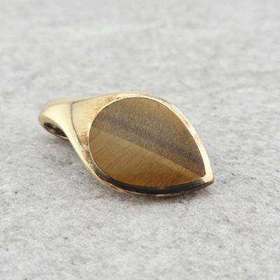 Tigers Eye Gold Vermeil Sterling Silver Pendant 