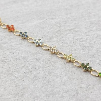 4.5ctw Multicolor Gemstone Tennis Bracelet 