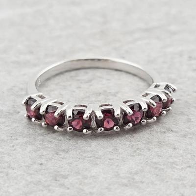 Natural Unheated Rhodolite Garnet Sterling Silver Ring 