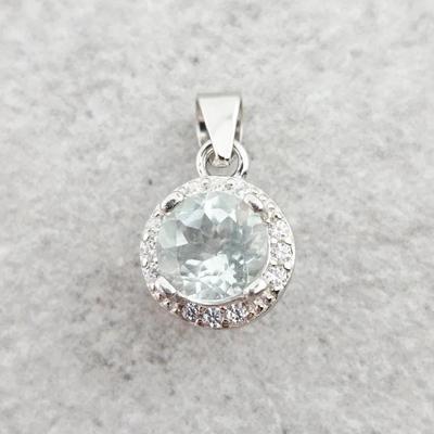 .75ct Natural Unheated Aquamarine Sterling Silver Pendant 