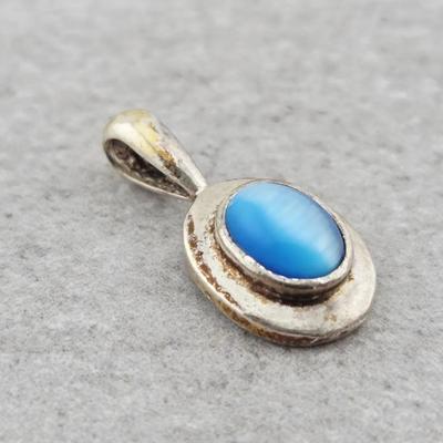 Sterling Silver Blue Glass Pendant 