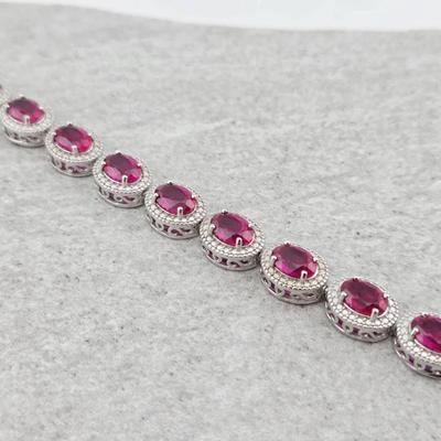 17ctw Ruby Sterling Silver Tennis Bracelet 