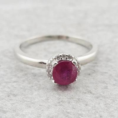 .6ct Natural Heated Round Ruby Sterling Silver Ring