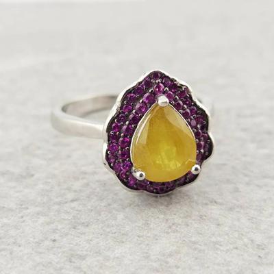 1.85ct Natural Heated Yellow & Pink Sapphire Sterling Silver Ring 