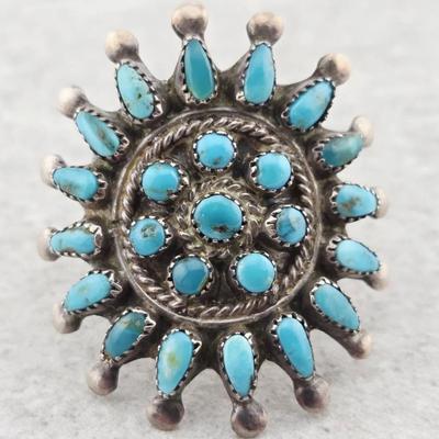 Vintage Signed Sterling Silver Turquoise Native American Ring