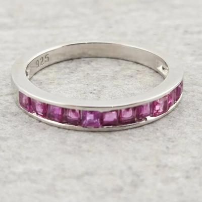 Natural Heated Ruby Sterling Silver Ring 