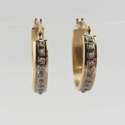 14k Gold Two Tone Hoop Earrings 