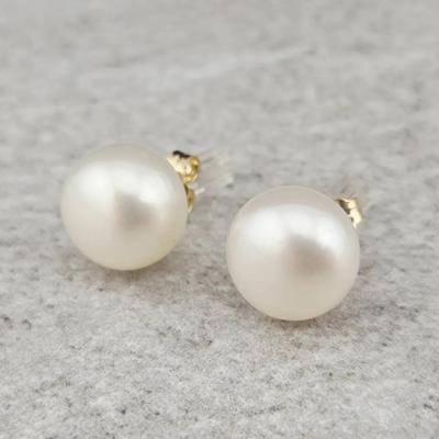 9.5mm 14k Natural Pearl Stud Earrings 