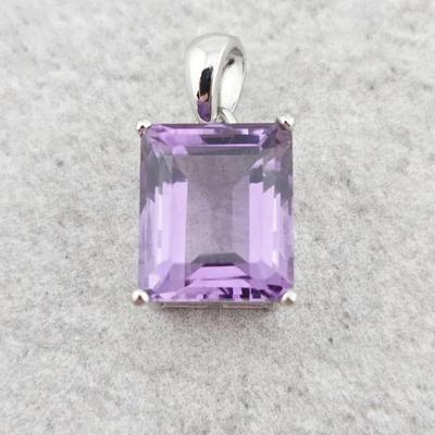 4.2ct Natural Unheated Amethyst Sterling Silver Pendant 