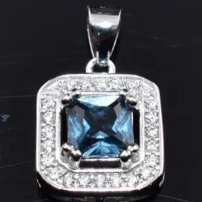 London Blue Topaz Natural Sterling Silver Pendant - VVS to IF