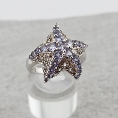 1.55ctw Natural Tanzanite Starfish Sterling Silver Ring 