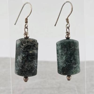 Sterling Silver Agate J-Hook Dangle Earrings 