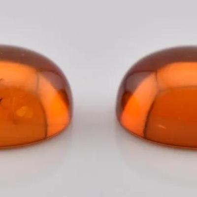 4.2 TCW Natural Oval Amber Cabochon Pair