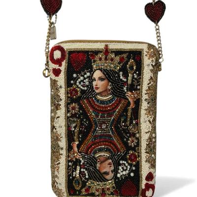 Mary Frances Beaded Queen of Hearts Crossbody Bag