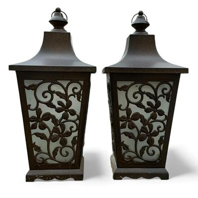 Two Metal Lawn Lanterns (21 Inch)