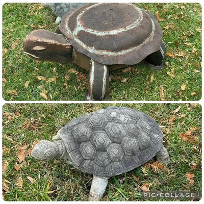 Large Metal Lawn Tortise & Resin Lawn Turtle
