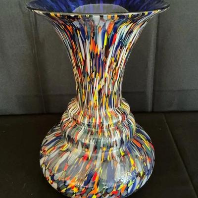 Mexican Hand Blown Confetti Glass Vase (11 Inch)