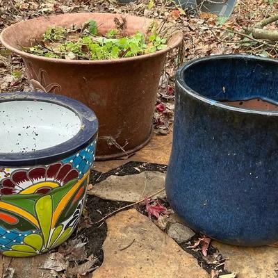 Ceramic & Fiberglass Planters incl. Hand Painted Mexican