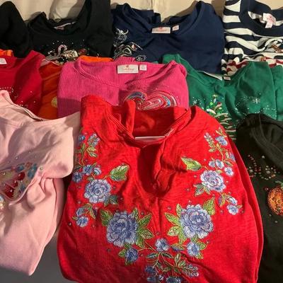 Womens Size 2x Quacker Factory Embroidered And Sequined Tops 