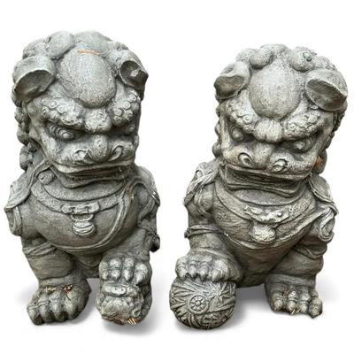 Two Concrete Foo Dogs (13 Inch)