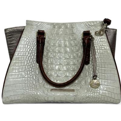 Brahmin Priscilla Pearl Crocodile Embossed Leather Satchel 