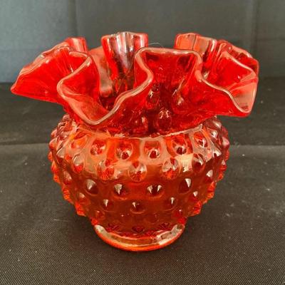 Fenton Hobnail Ruffled Glass Vase (4 Inch)