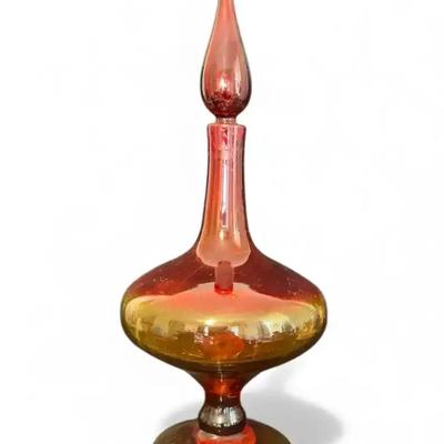 Blenko Tangerine Decanter w/ Flame Stopper (19 Inch)