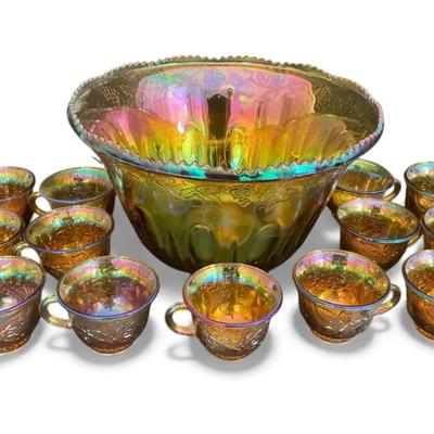 Carnival Glass Punch Set 