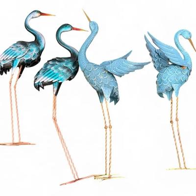 Blue Metal Bird Yard Decor