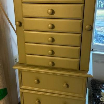 Green Painted Standing Jewelry Box 
