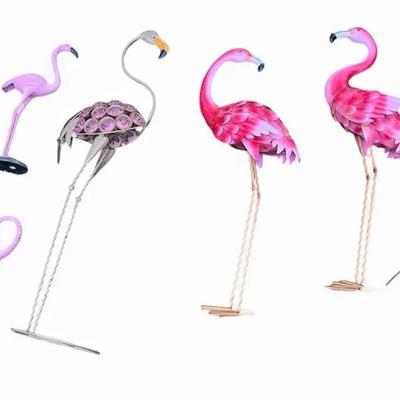 Flamingo Yard Decor Metal & Glass 