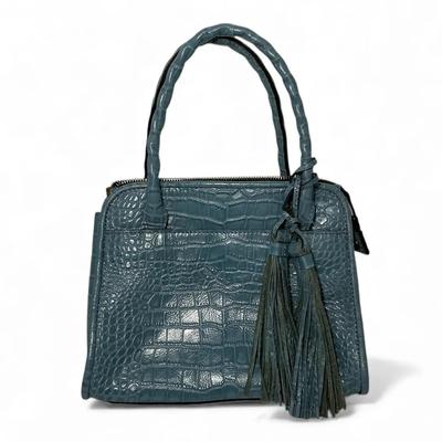 Patricia Nash “Safflower Blue” Croc Satchel 