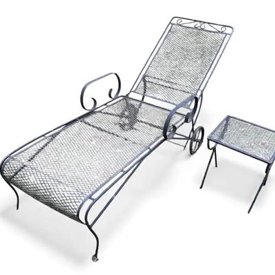 Metal Patio Lounger & End Table