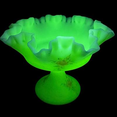 Signed Fenton Custard Glass Candy Dish (7.75 Inch Diameter)