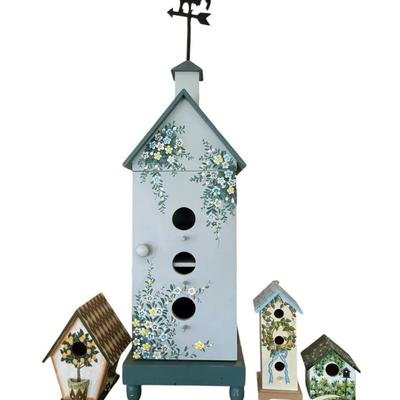Hand-Painted Decorative Birdhouse Collection (Set of 4)