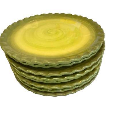 Noble Excellence “Hacienda” Green Earthenware Plate Set – 8 Plates