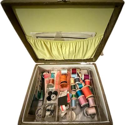Vintage Sewing Box with Notions – Thread, Needles & Accessories