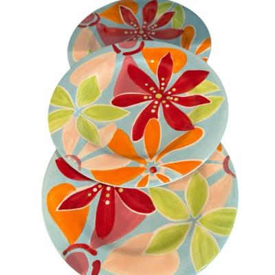 Studio D “Feelin’ Groovy” Hand-Painted Floral Plate Set (Set of 3)