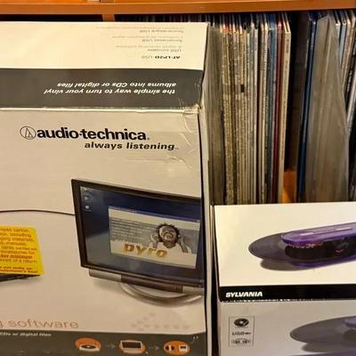 Lot of USB Turntables (Audio-Technica & Sylvania) with Large Vinyl Record Collection