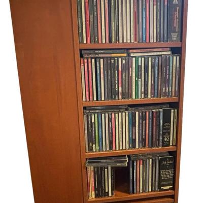 Vintage Large Square Wooden CD/ Book Case (all CDs Included