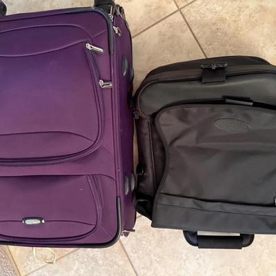 Murano Purple Rolling Suitcase & Black Carry-On Bag – As-Is Lot